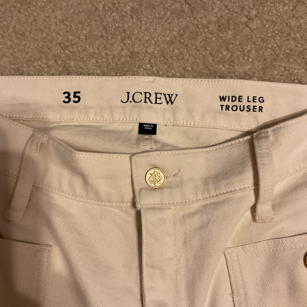 J. Crew Sailor Wide Leg Denim Pants Trouser with Gold Buttons Women’s 35 x 32 - Picture 8 of 13